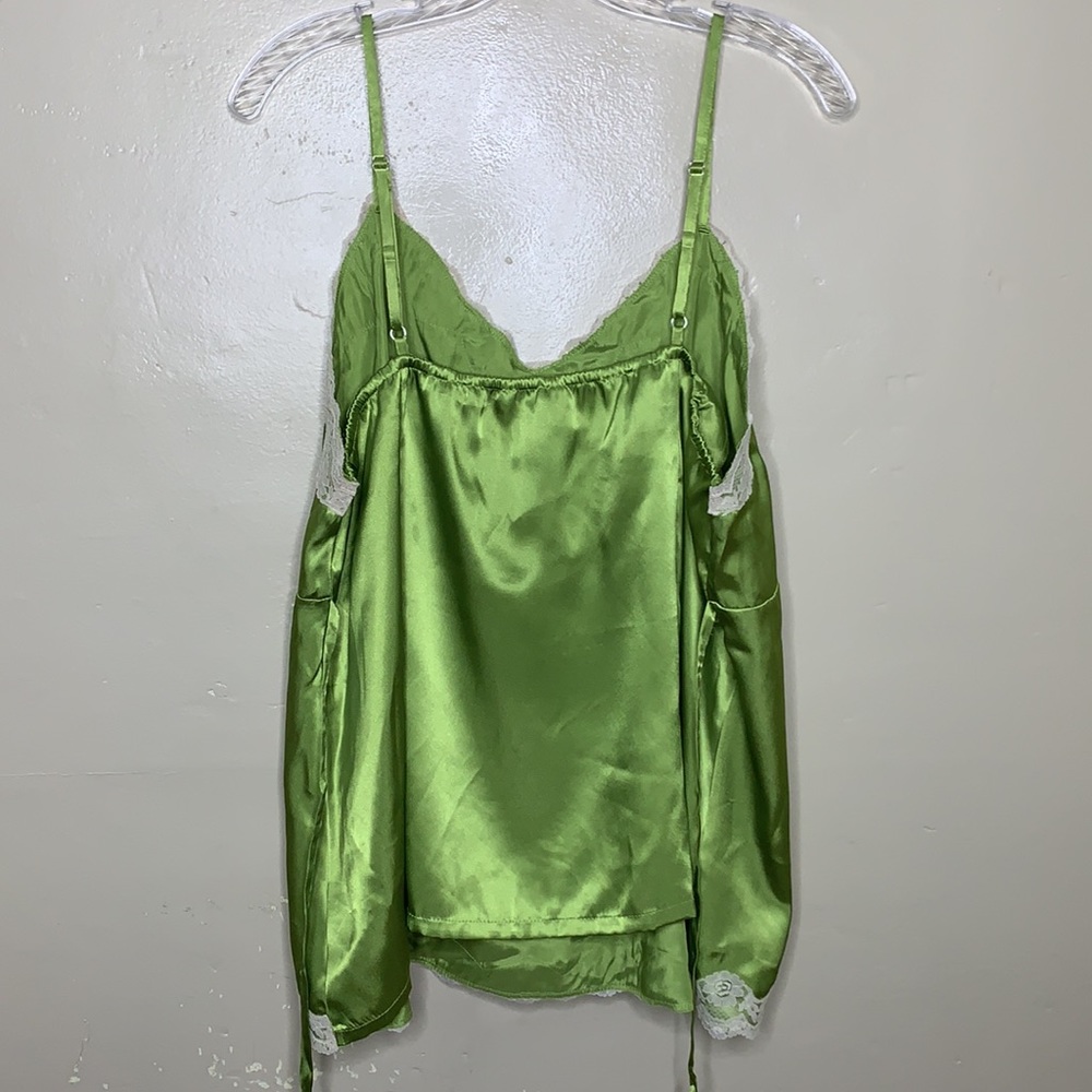 ANNOUNCEMENTS Maternity Cami Ethereal Silky Lace Spaghetti Strap Chartreuse - Picture 2 of 11